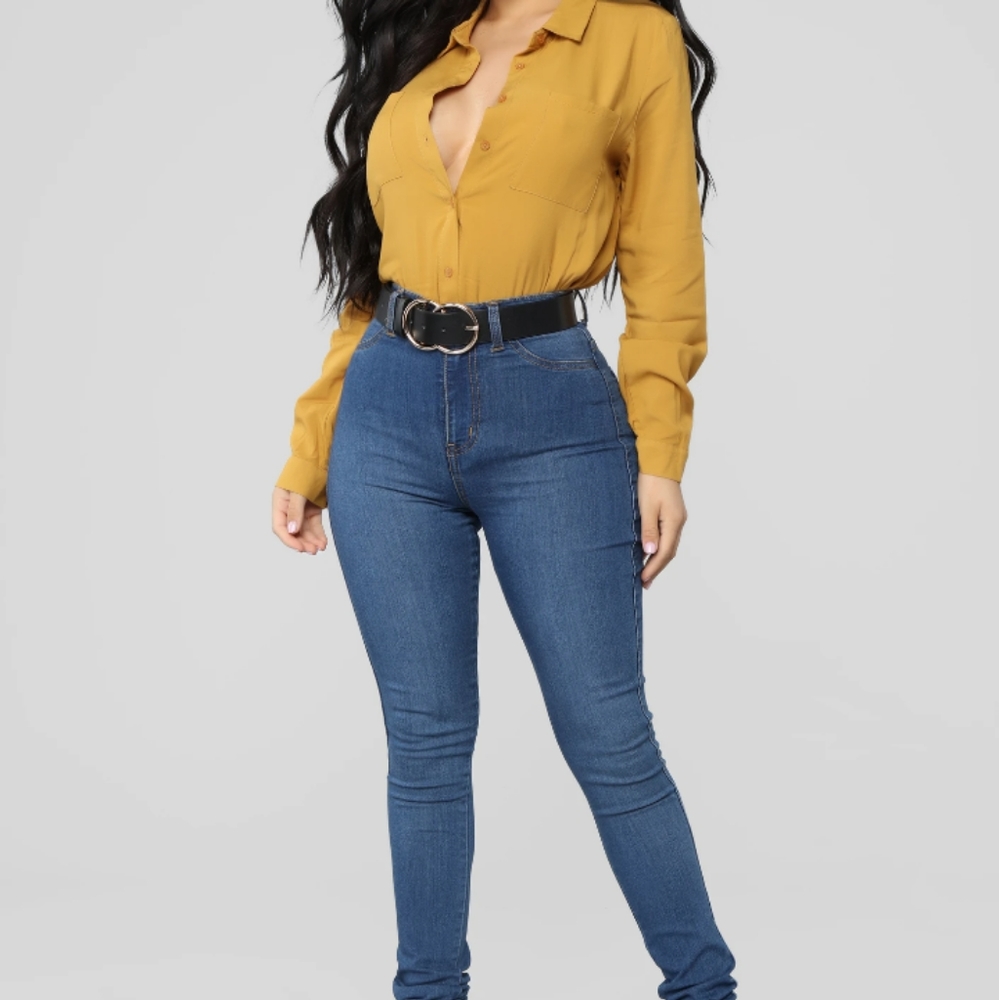 Mustard yellow button down